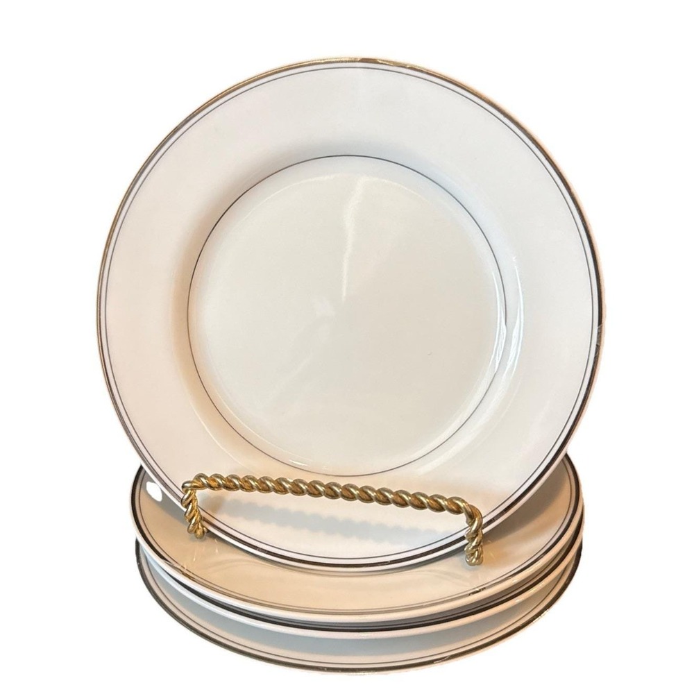 Simplicity Fine China Japan White Silver Trim Bread Butter Plates Set‎ Of 4 VTG